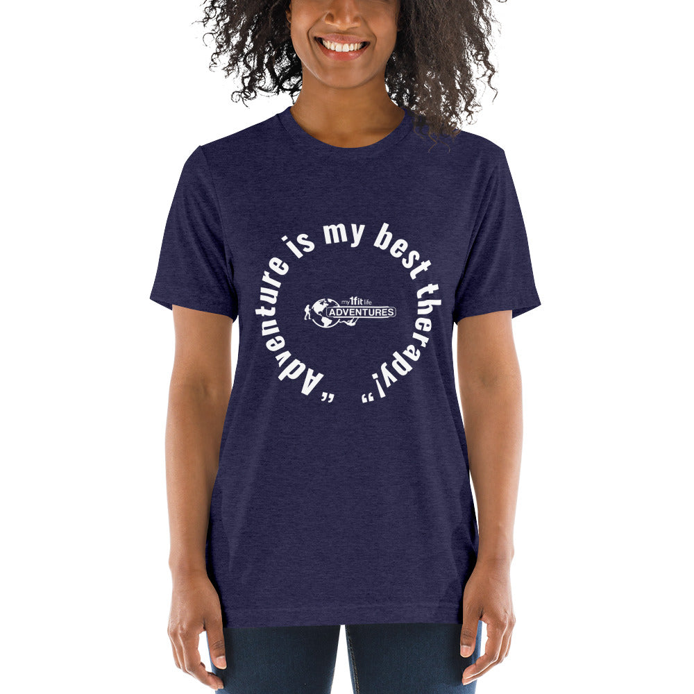 “Adventure is my best therapy!” Short sleeve t-shirt