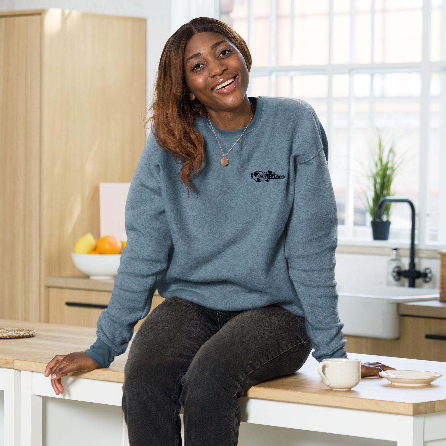 Unisex sueded fleece sweatshirt