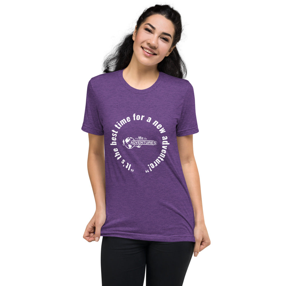“It’s the best time for a new adventure!” Short sleeve t-shirt